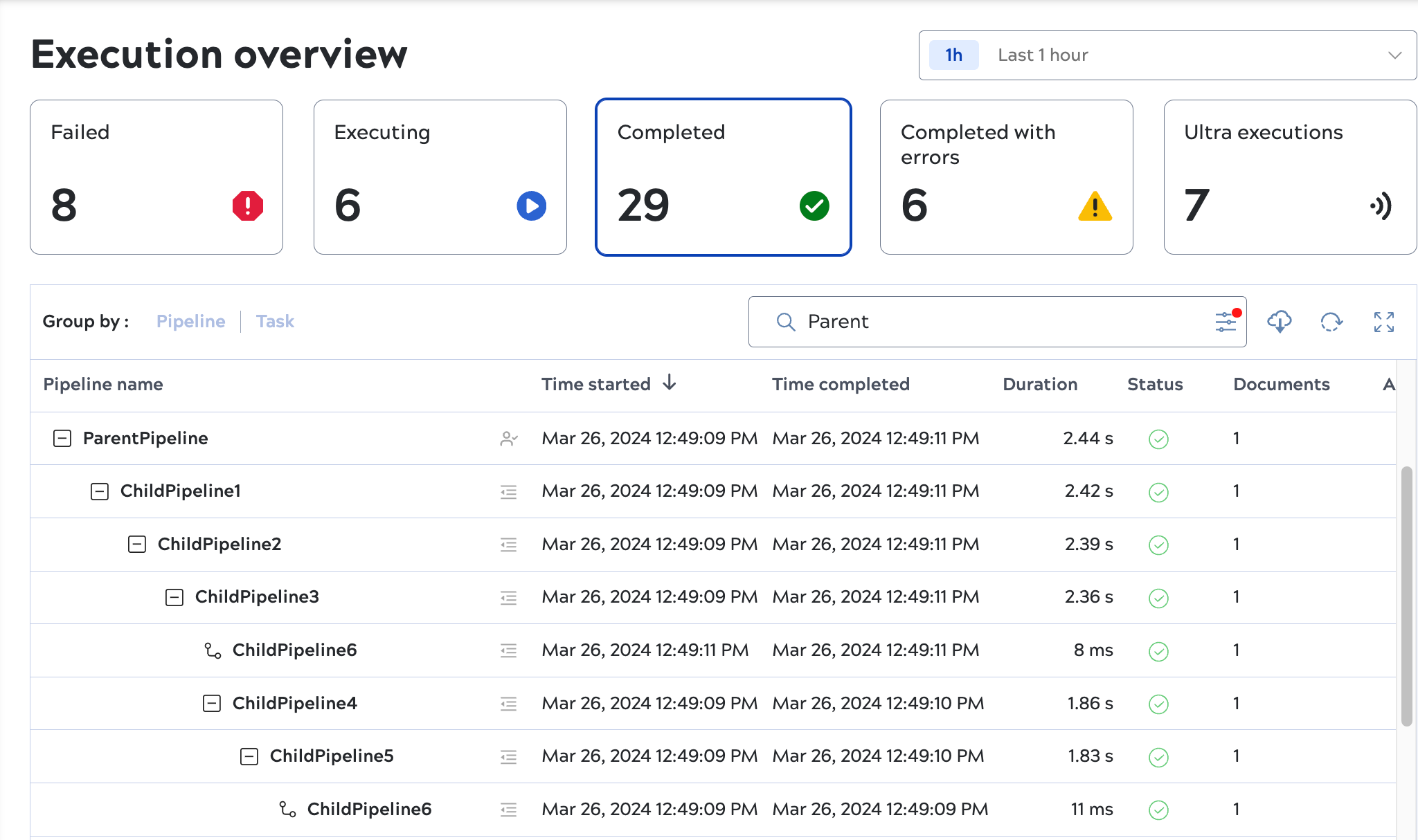 Parent-child relationship preserved in search results