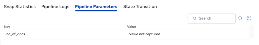 Pipeline parameters tab
