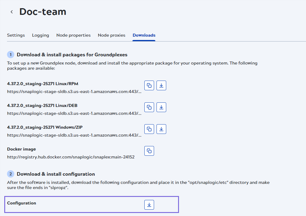 The Download tab in the Update Groundplex screen
