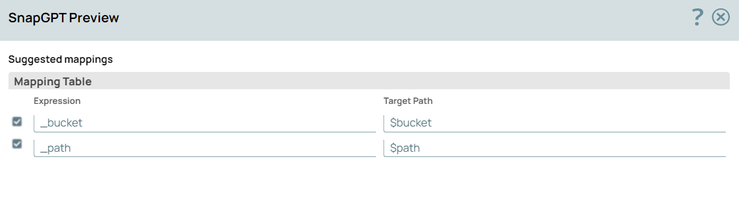 Preview of auto-generated mappings