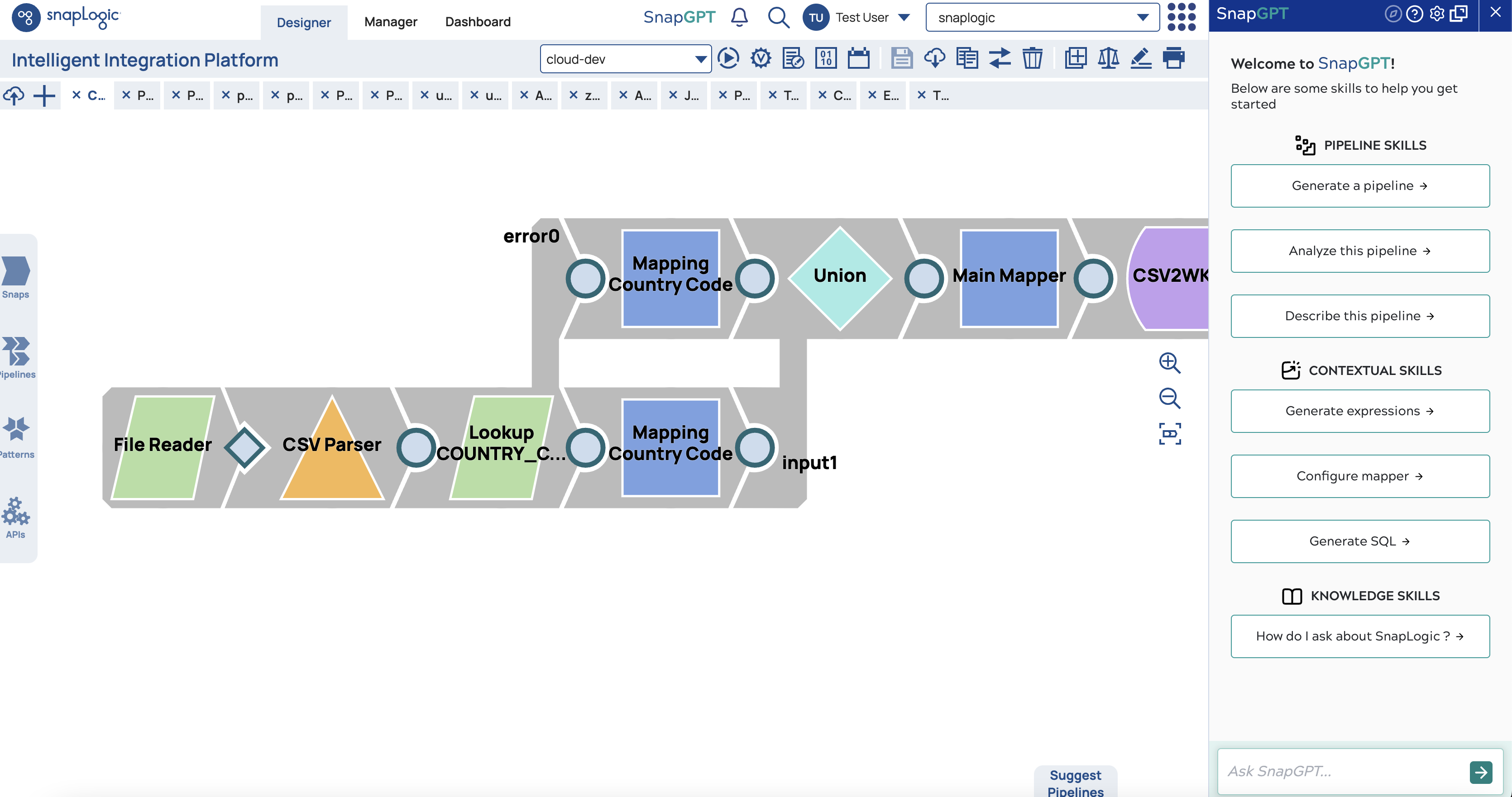 SnapGPT panel in Designer