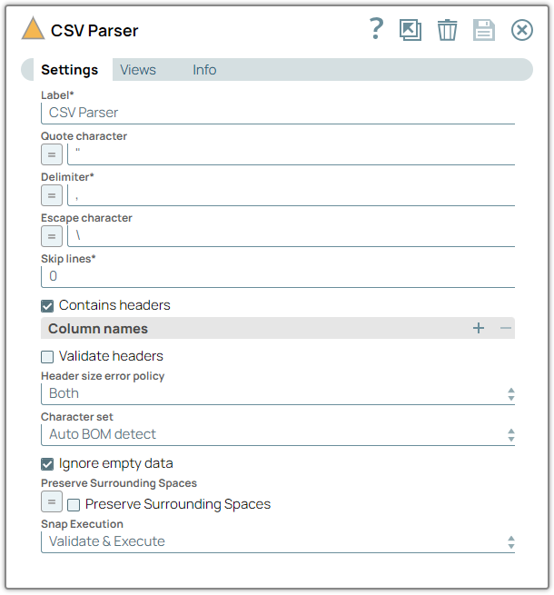 CSV Parser Snap Configuration