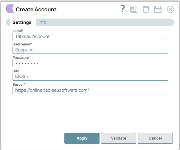 Create Account dialog