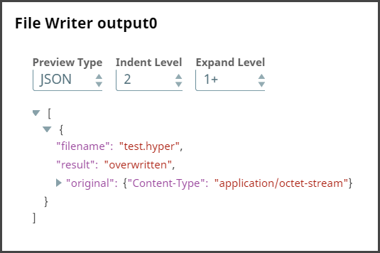 File Writer Snap Output