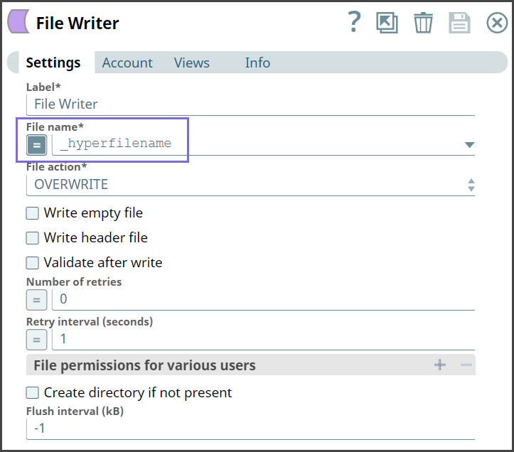 File Writer Snap Configuration