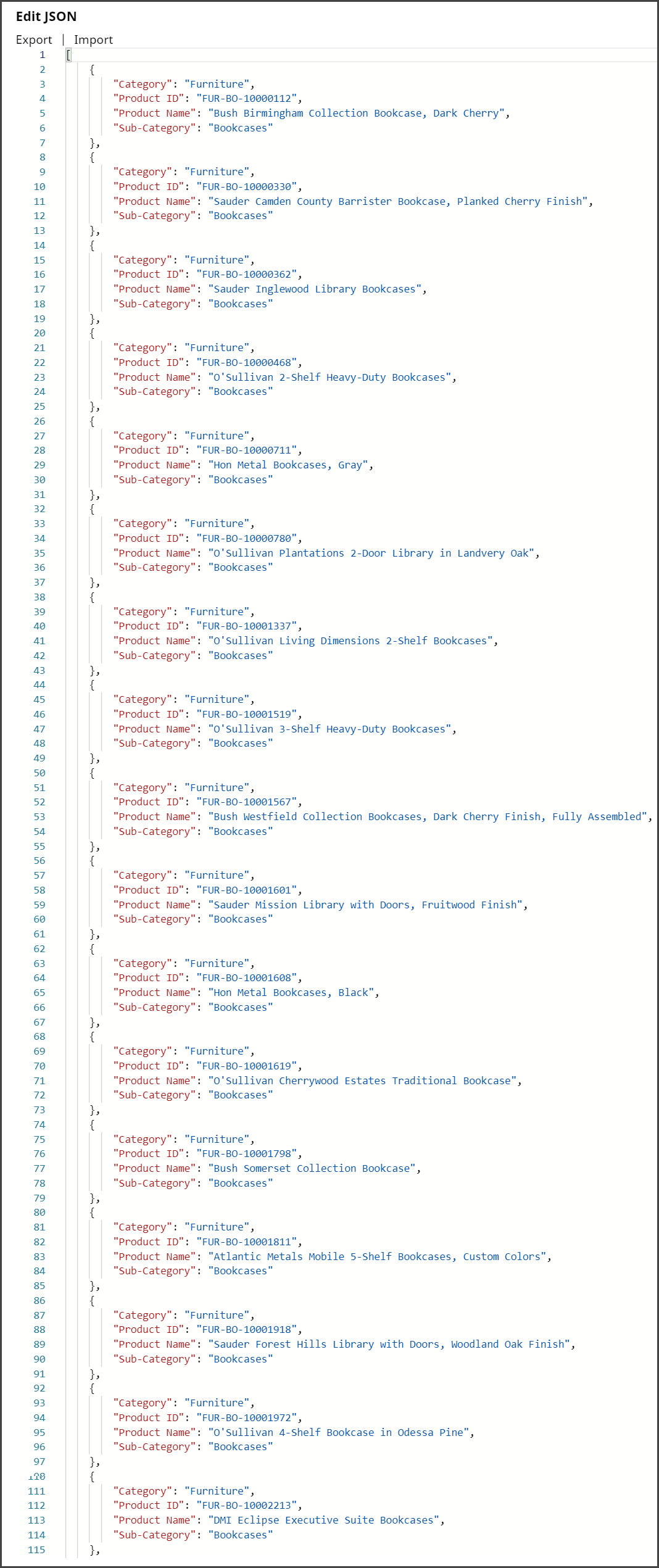 Product Data Configuration