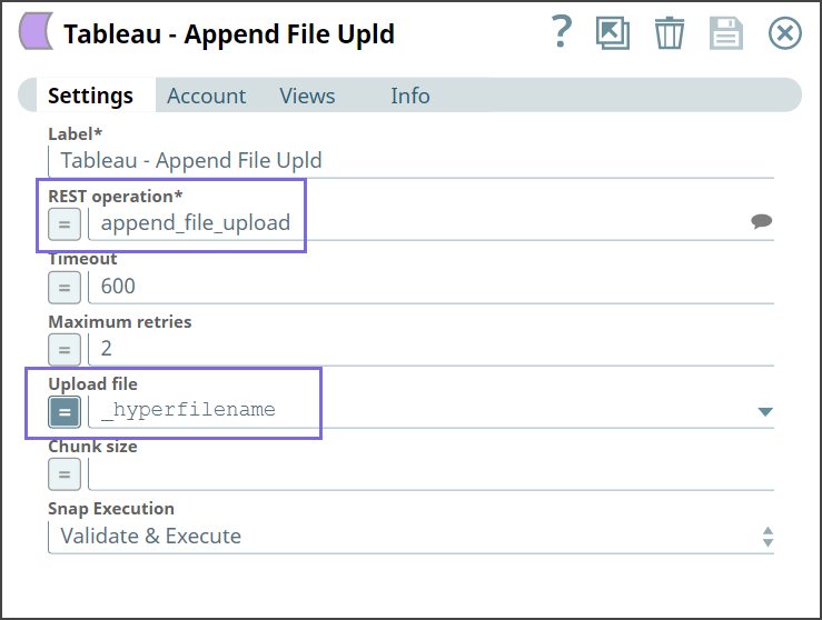 Tableau REST Snap Configuration