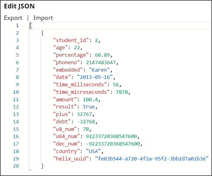 JSON Generator Snap Configuration