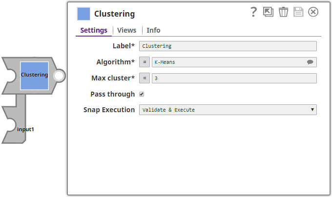 Clustering Snap dialog