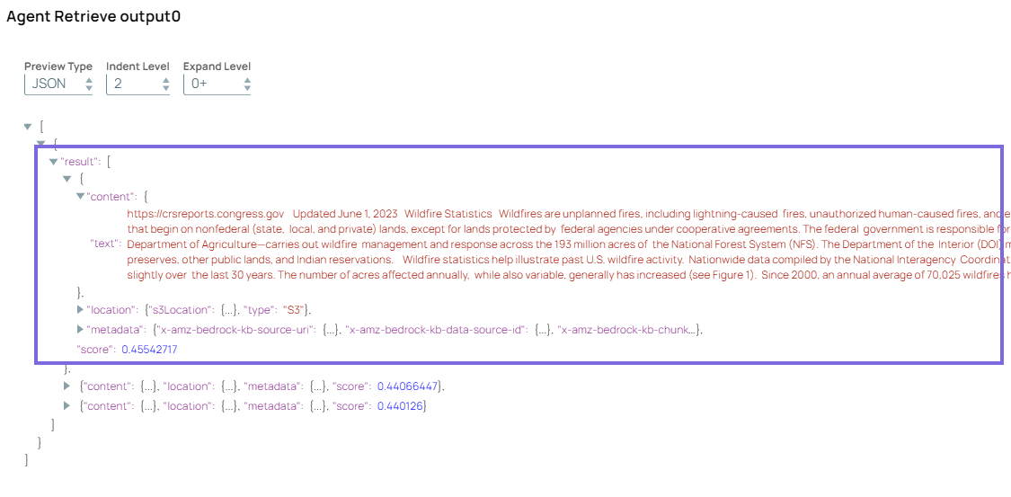 Agent Retrieve Output