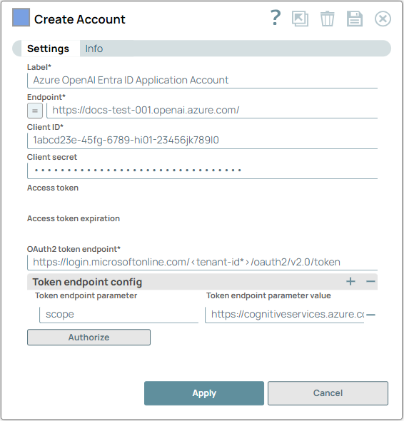 Azure OpenAI Entra ID Application Account