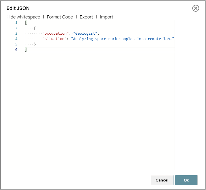 JSON Generator Snap - Edit JSON