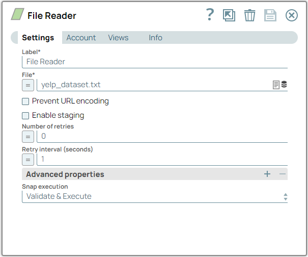 File Reader Snap Configuration