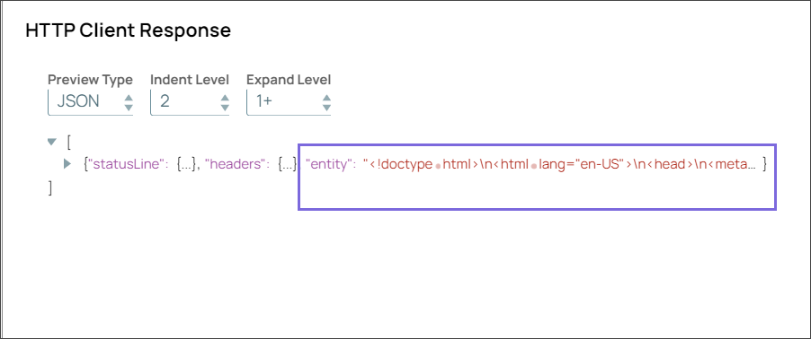 HTTP Client Snap Output