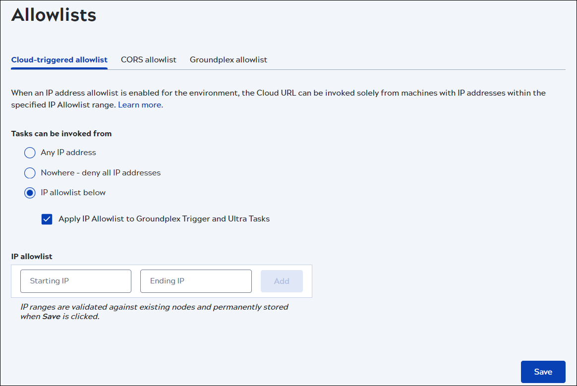 Admin Manager Cloud-triggered allowlist