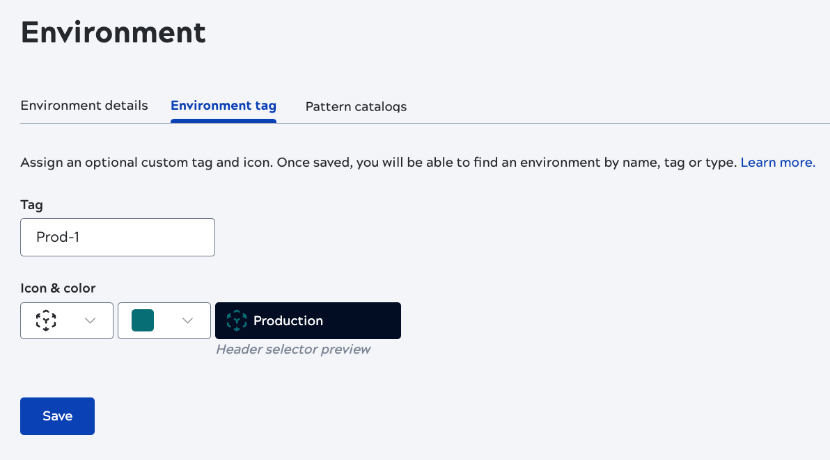 Environment tag