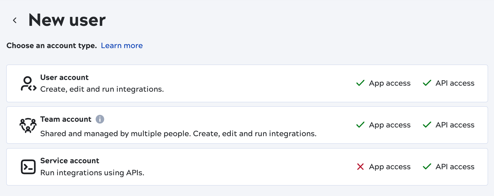 New user dialog