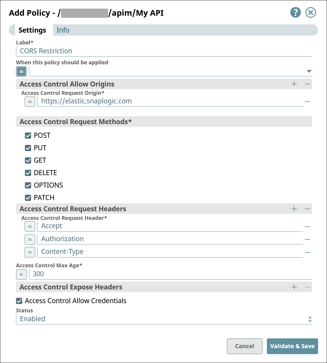 Add Policy dialog
