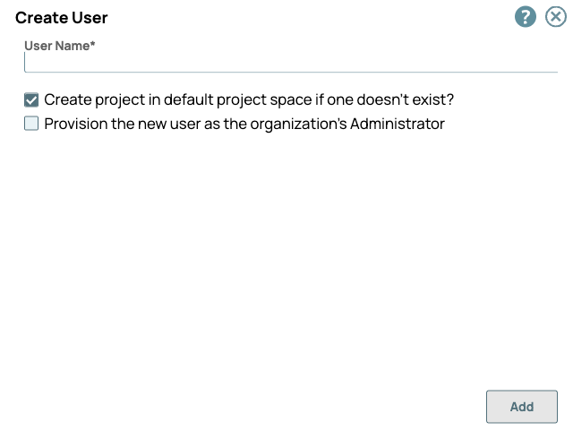 Create User dialog
