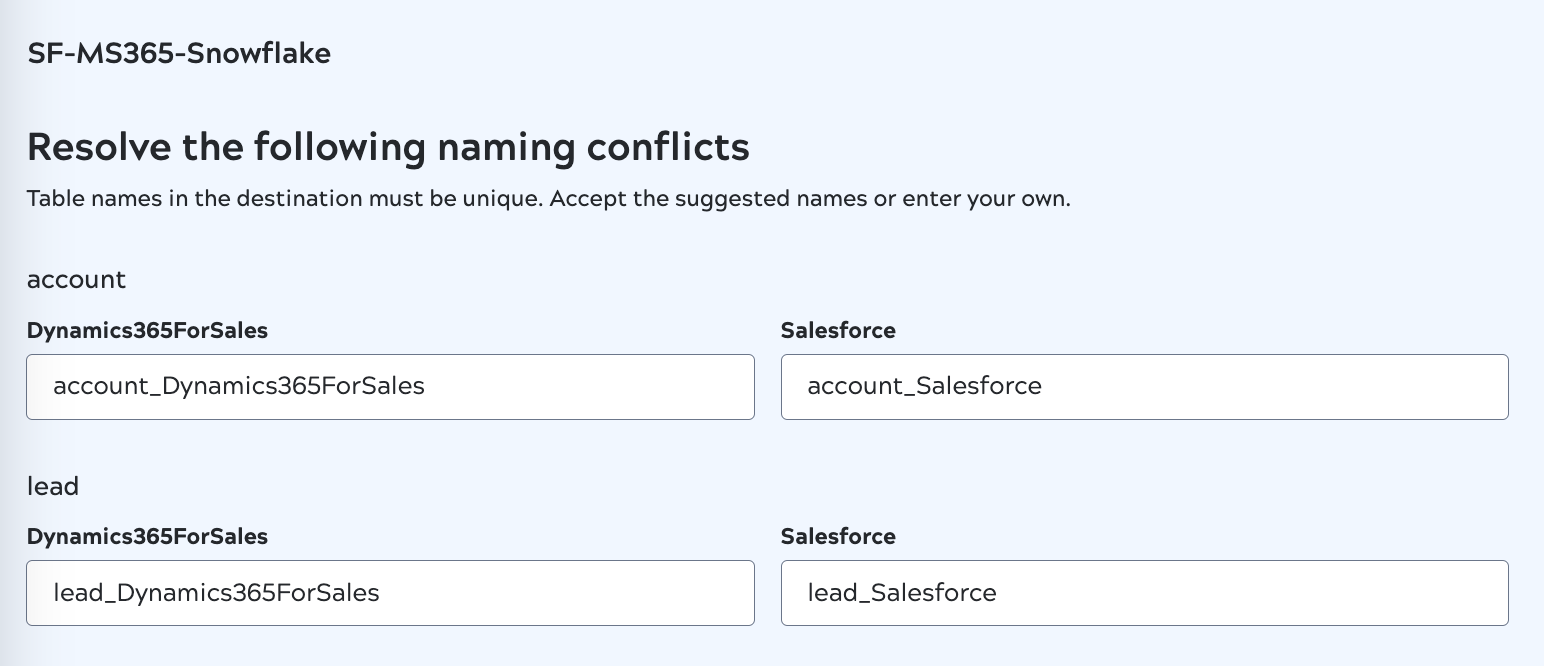 AutoSync's rename tables feature