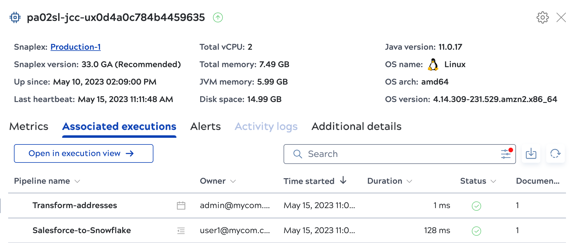 Node details panel