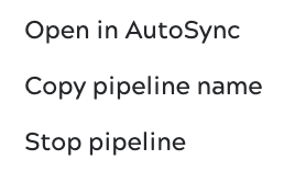 Execution of an AutoSync data pipeline