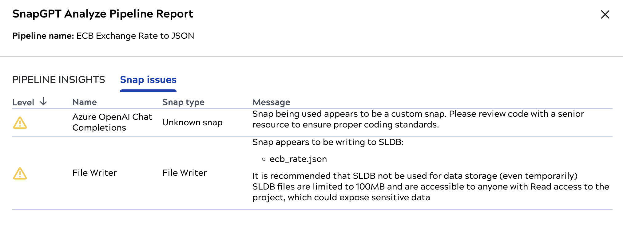 Snap issues