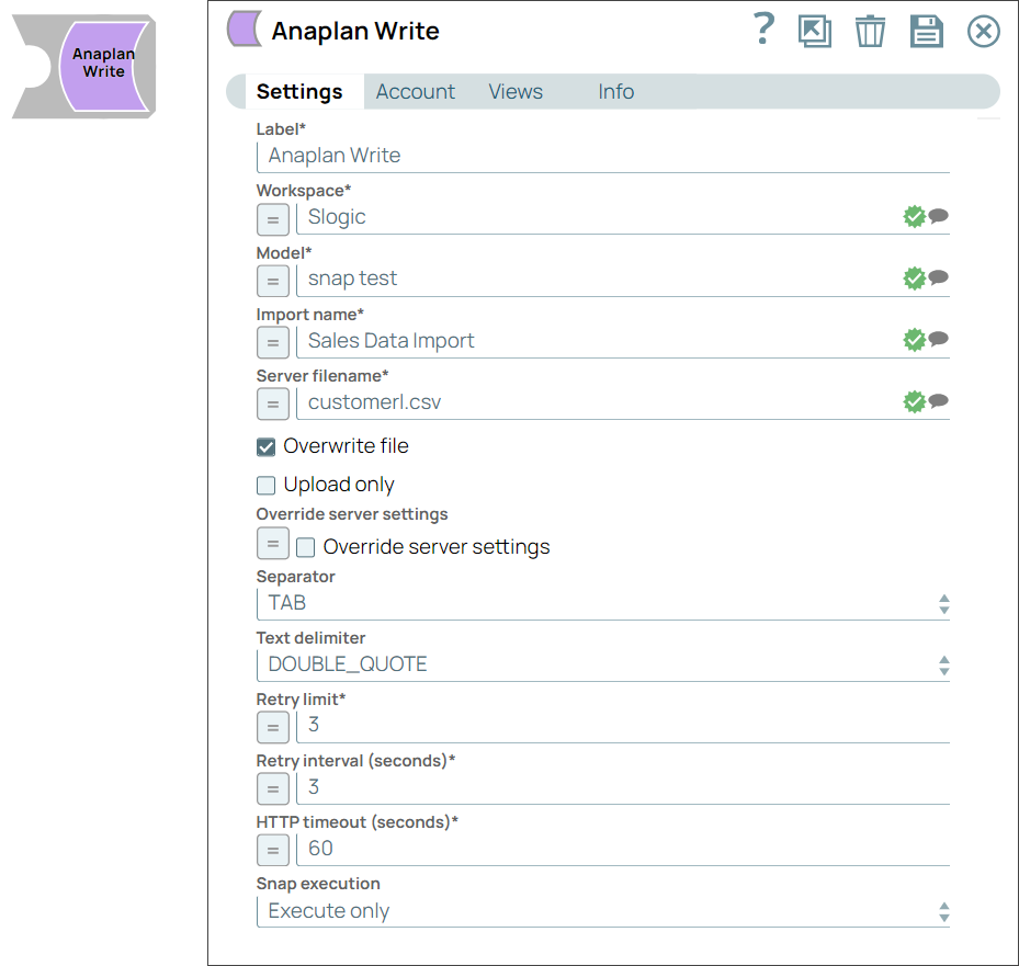 Anaplan Write Snap