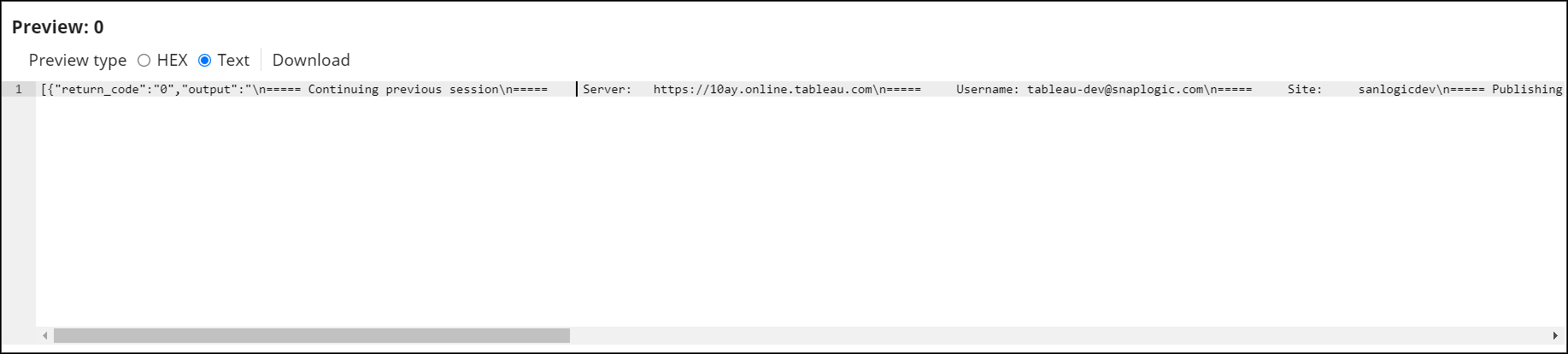 JSON Formatter Snap Output