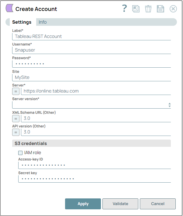 Create Account dialog
