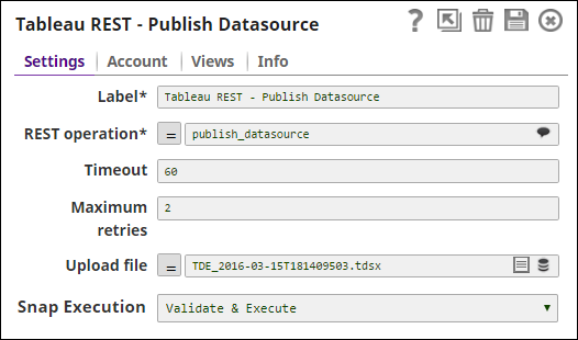 Tableau REST Snap Configuration