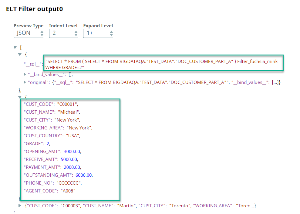 Output ELT Filter in example Pipeline