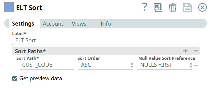 ELT Sort in example Pipeline