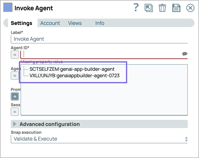 Invoke agent