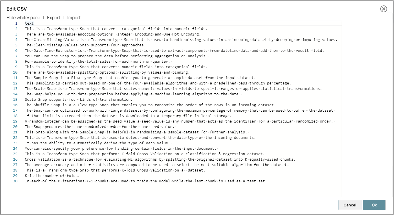 CSV Generator Snap