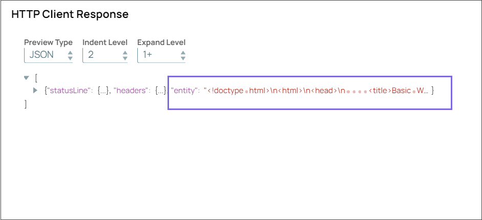 HTTP Client Snap Output