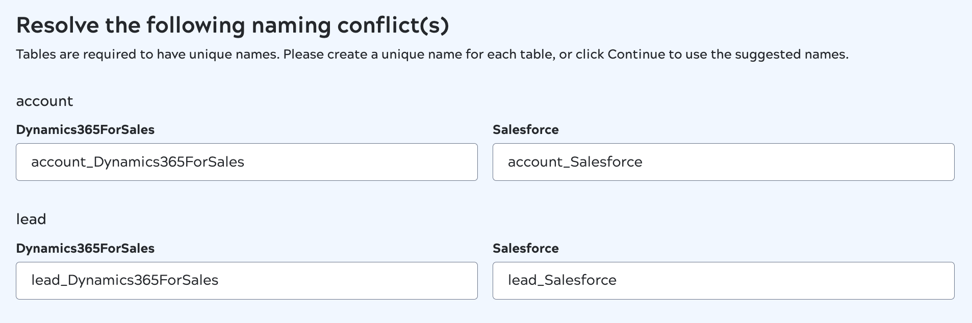 Resolve naming conflicts
