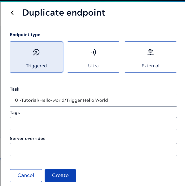 Duplicate endpoint panel