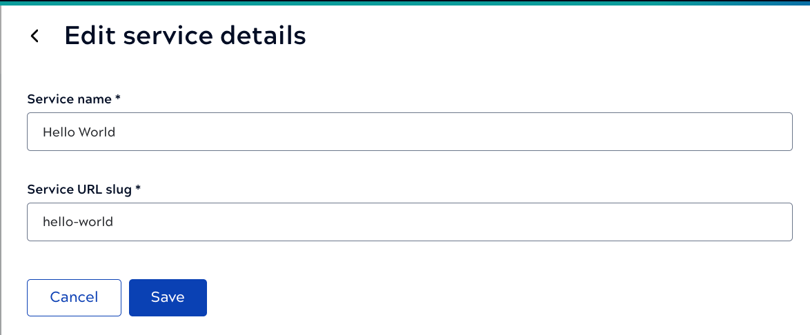 Edit service details panel