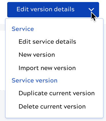 Service edit menu