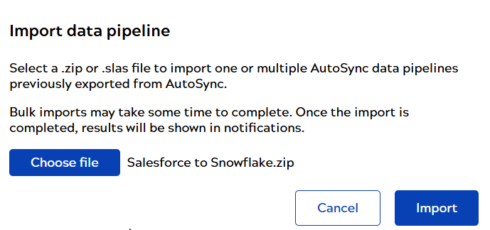 Import data pipeline