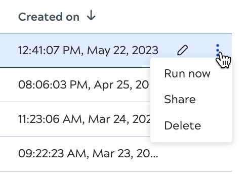 List view three dot menu