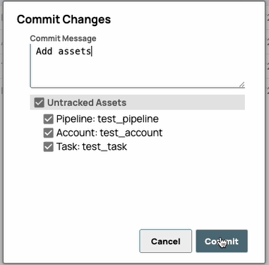Commit Changes dialog