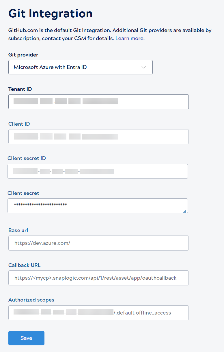 Configure Git dialog