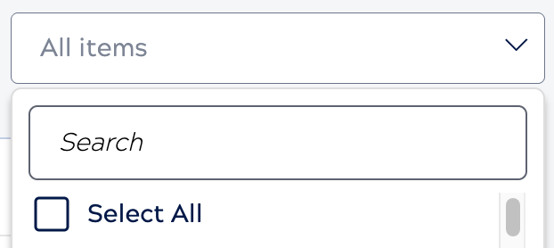 API metrics page search bar
