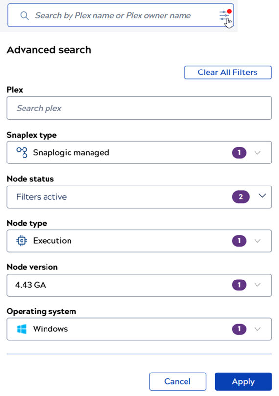 Advanced search filters