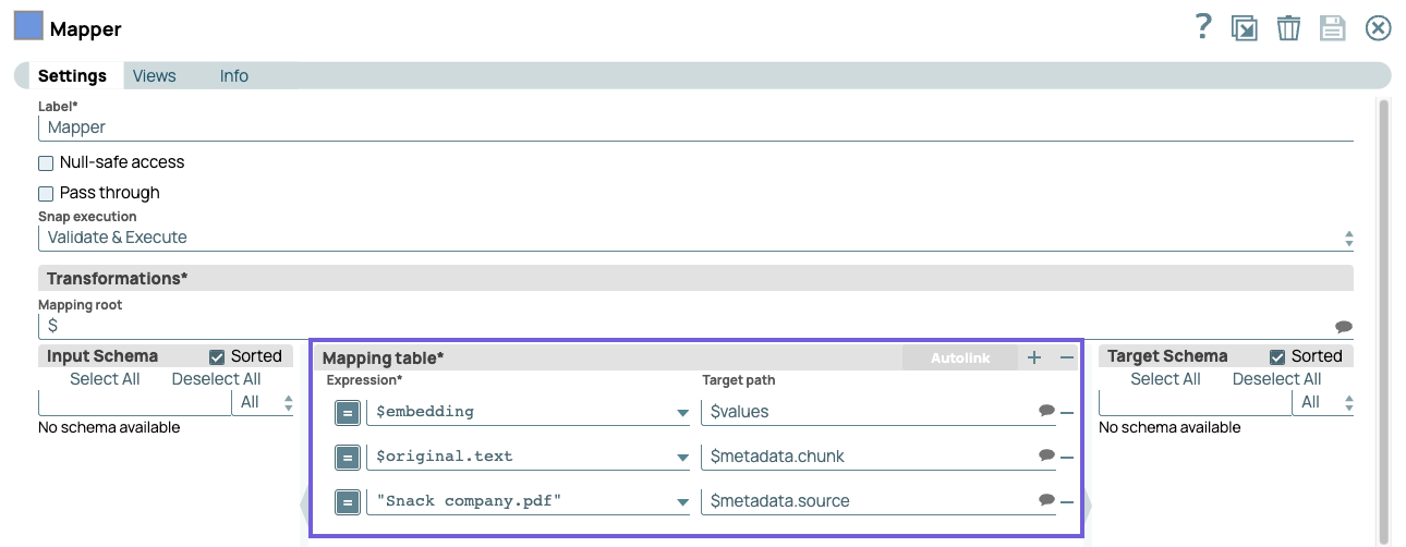 Mapper Snap Configuration