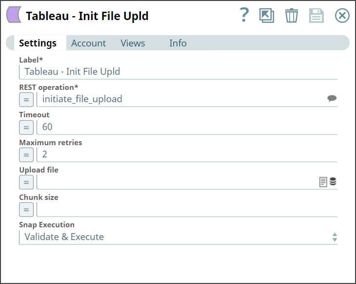 Tableau REST Snap configuration