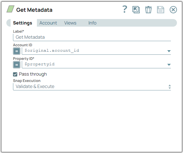 Get Metadata Snap configuration