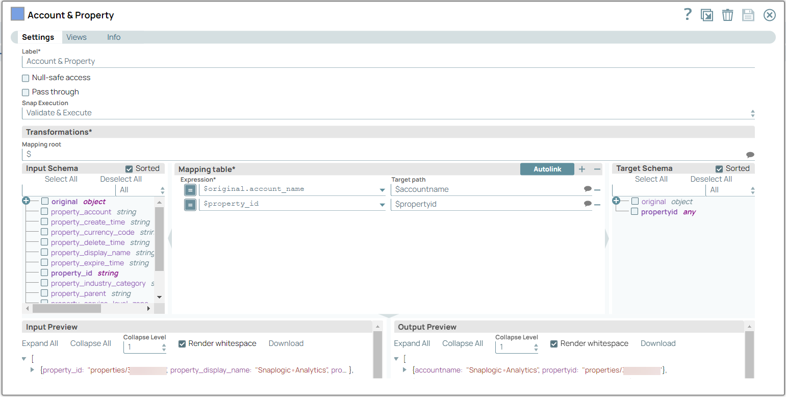 Mapper Snap configuration